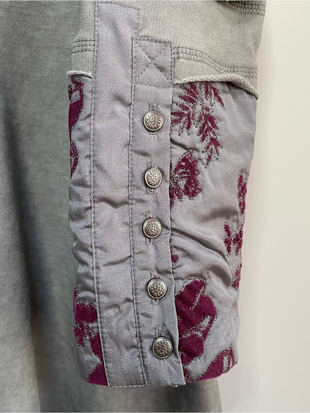Soft Surroundings Grandeur Grey Size Large Floral Velvet Steampunk Duster Jacket - Picture 4 of 16